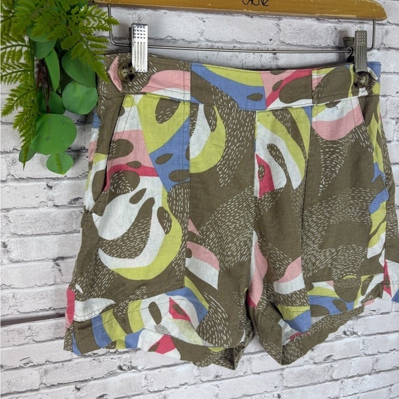Hering Linen Blend Abstract Brown Shorts - Picture 2 of 5
